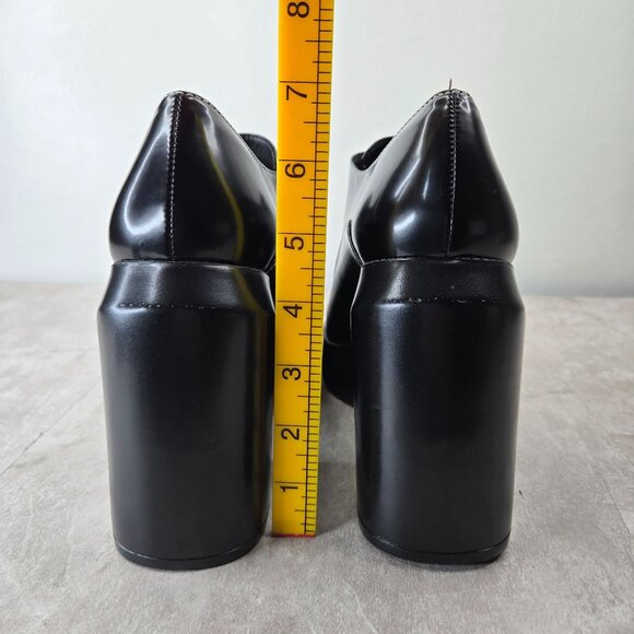 GB Oxford Platform Pumps 8.5 Black Lace Up Y2k Grunge Chunky Block Heel Booties - Picture 4 of 11